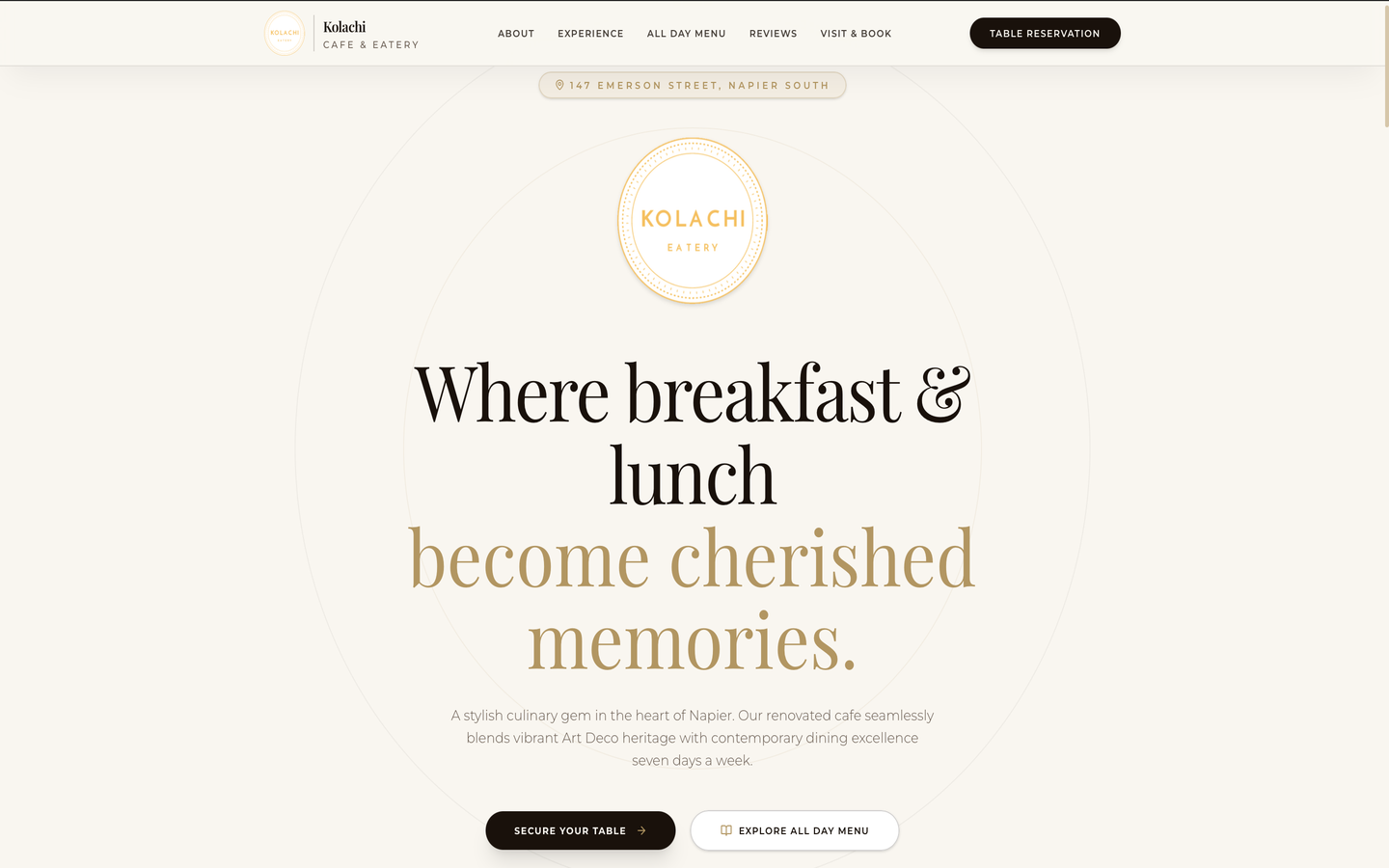 The Kolachi Cafe & Eatery website built by ES1 Solutions